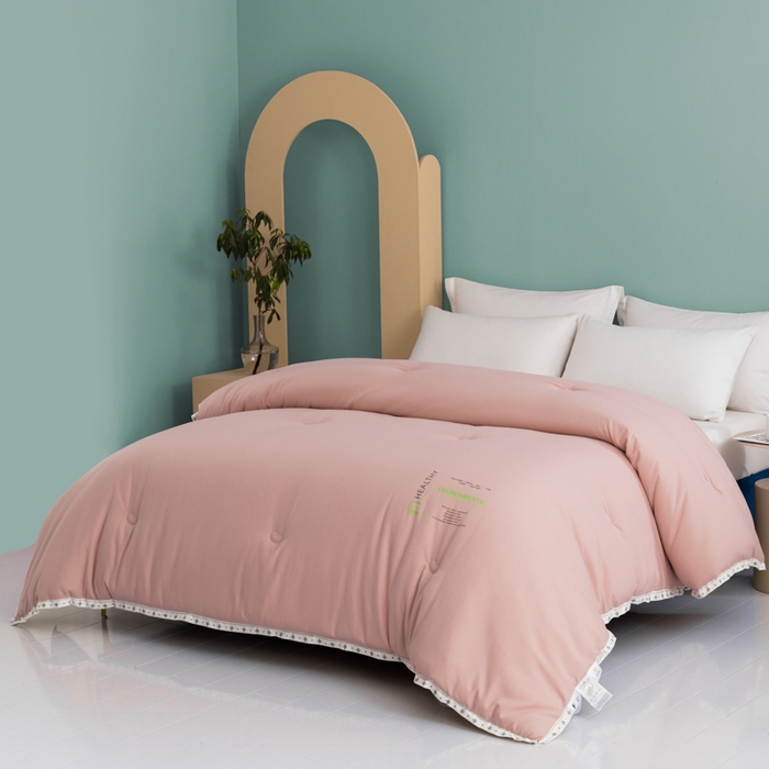 91家纺网 家纺一手货源 找家纺 美丽折家纺 2025新款大豆纤维四季被子加厚冬被被芯 豆沙