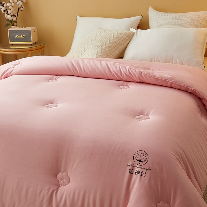 91家纺网 家纺一手货源 找家纺 美丽折家纺 2025新款舒享新疆棉花被冬被春秋被被芯 粉色