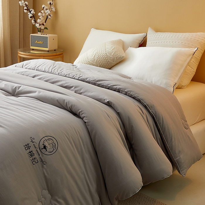 91家纺网 家纺一手货源 找家纺 美丽折家纺 2025新款舒享新疆棉花被冬被春秋被被芯 灰色