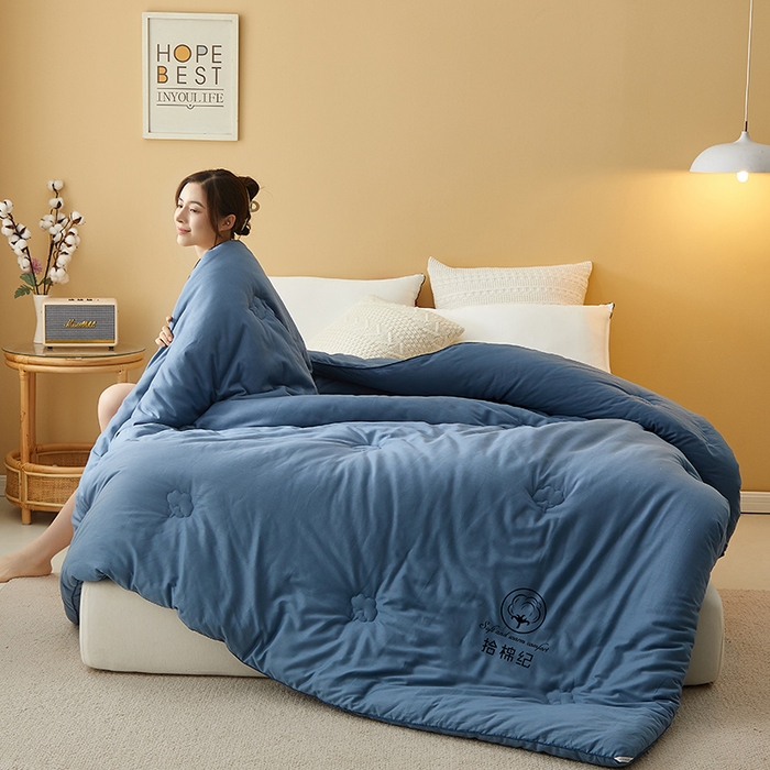 91家纺网 家纺一手货源 找家纺 美丽折家纺 2025新款舒享新疆棉花被冬被春秋被被芯 蓝色