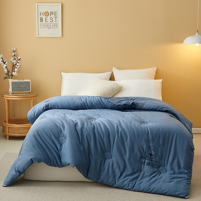 91家纺网 家纺一手货源 找家纺 美丽折家纺 2025新款舒享新疆棉花被冬被春秋被被芯 蓝色