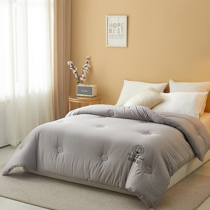 91家纺网 家纺一手货源 找家纺 美丽折家纺 2025新款舒享新疆棉花被冬被春秋被被芯 灰色