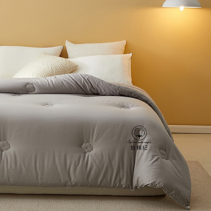 91家纺网 家纺一手货源 找家纺 美丽折家纺 2025新款舒享新疆棉花被冬被春秋被被芯 灰色