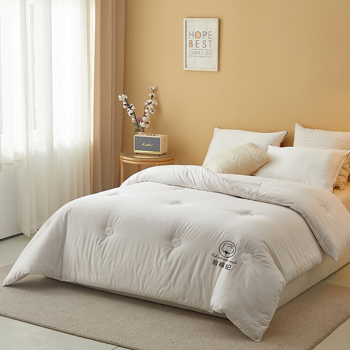 91家纺网 家纺一手货源 找家纺 美丽折家纺 2025新款舒享新疆棉花被冬被春秋被被芯 白色