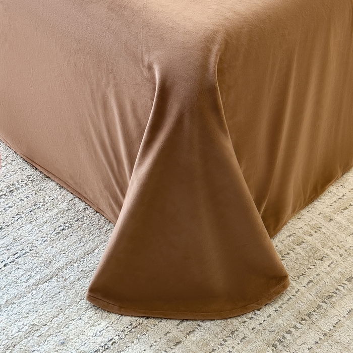 91家纺网 家纺一手货源 找家纺 席世家 2025新款婴儿绒简约款四件套 可可棕