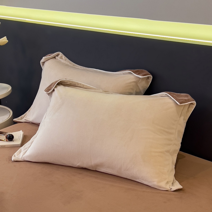 91家纺网 家纺一手货源 找家纺 席世家 2025新款婴儿绒简约款四件套 可可棕