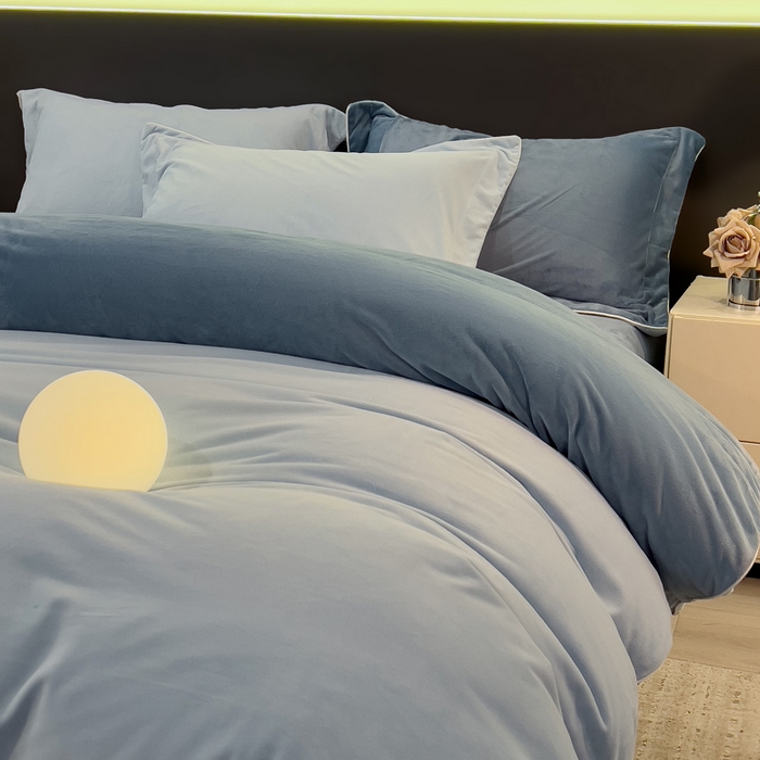 91家纺网 家纺一手货源 找家纺 席世家 2025新款婴儿绒简约款四件套 星光蓝