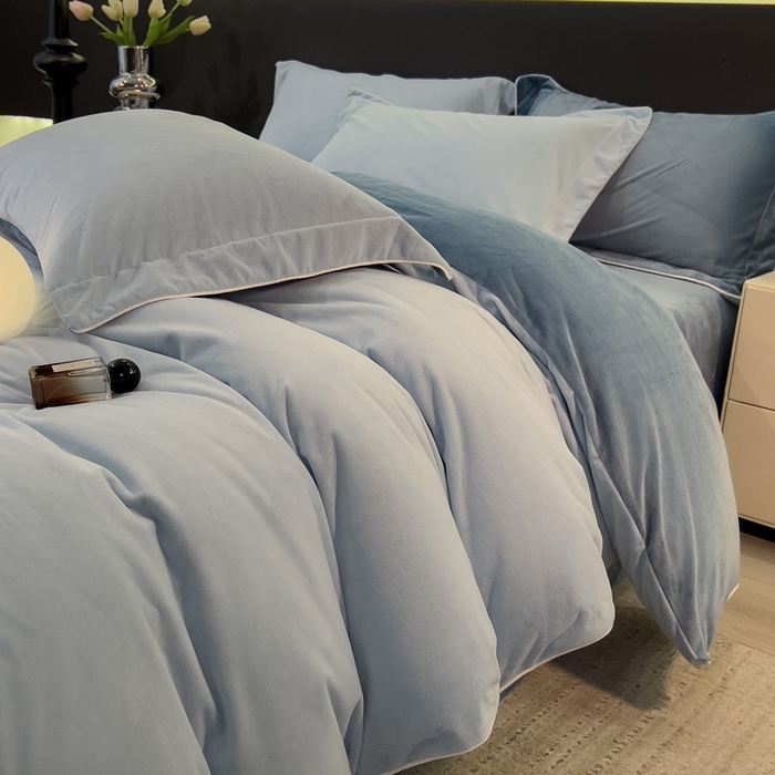 席世家 2025新款婴儿绒简约款四件套 星光蓝