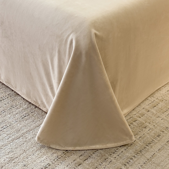 91家纺网 家纺一手货源 找家纺 席世家 2025新款婴儿绒简约款四件套 豆粉拼香槟