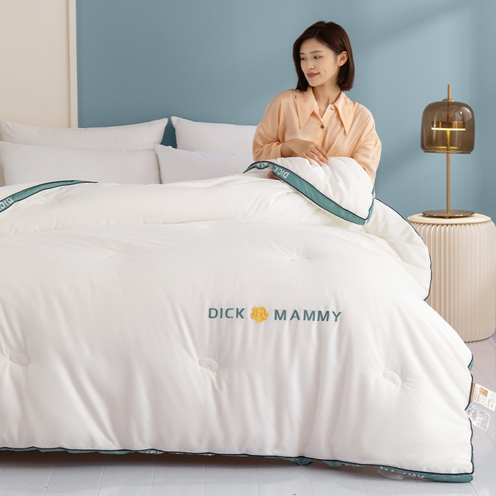 91家纺网 家纺一手货源 找家纺 美丽折家纺 2025新款大豆被冬被-山茶花系列一 山茶花-白绿色