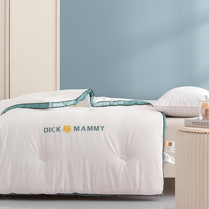 91家纺网 家纺一手货源 找家纺 美丽折家纺 2025新款大豆被冬被-山茶花系列一 山茶花-白绿色