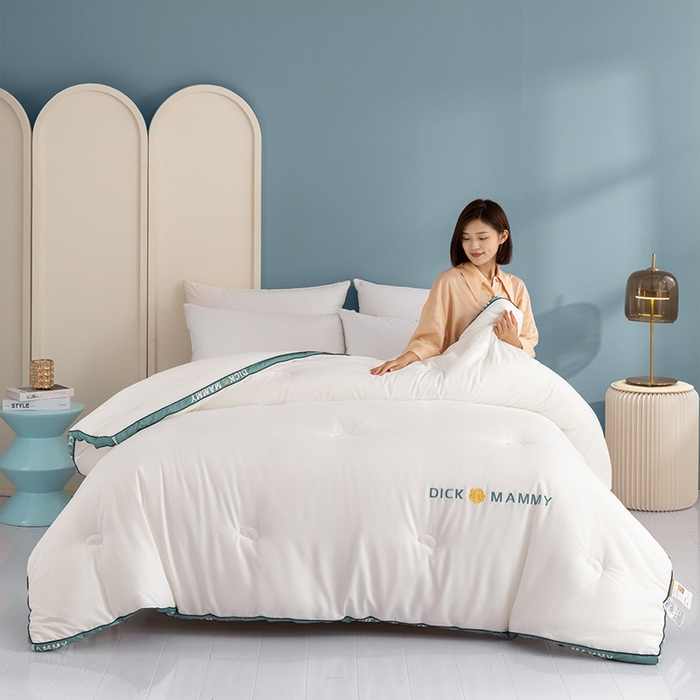 91家纺网 家纺一手货源 找家纺 美丽折家纺 2025新款大豆被冬被-山茶花系列一 山茶花-白绿色