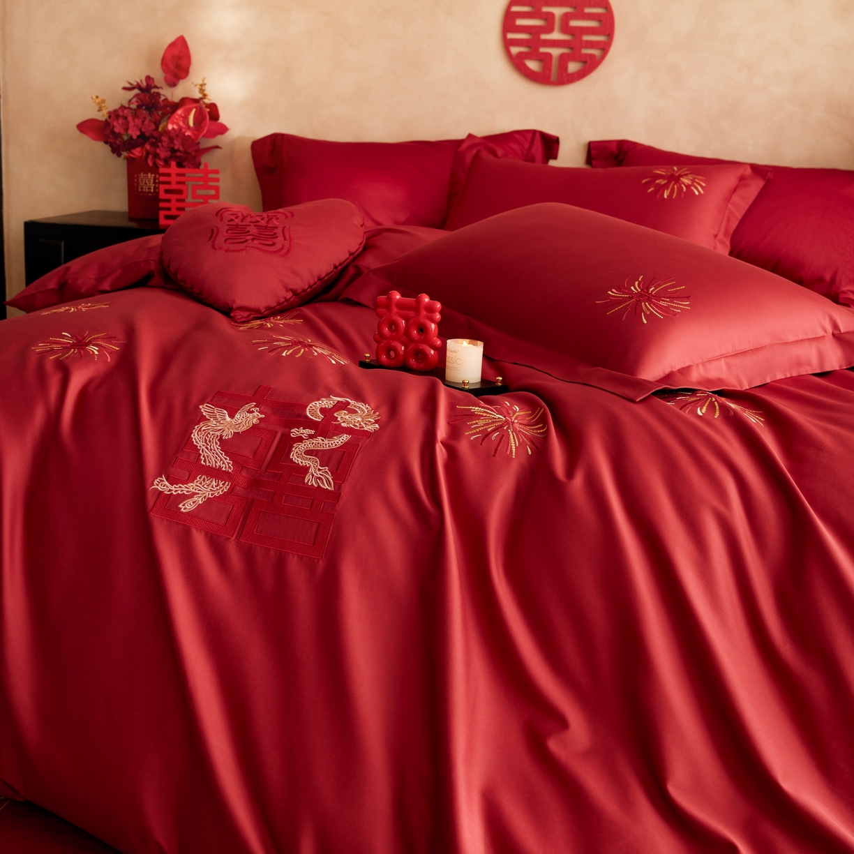 91家纺网 家纺一手货源 找家纺 （总）风向标家纺 2025新款100s全棉纯棉婚庆四件套 定制款不退不换