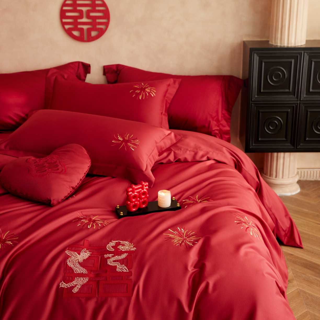 91家纺网 家纺一手货源 找家纺 （总）风向标家纺 2025新款100s全棉纯棉婚庆四件套 定制款不退不换