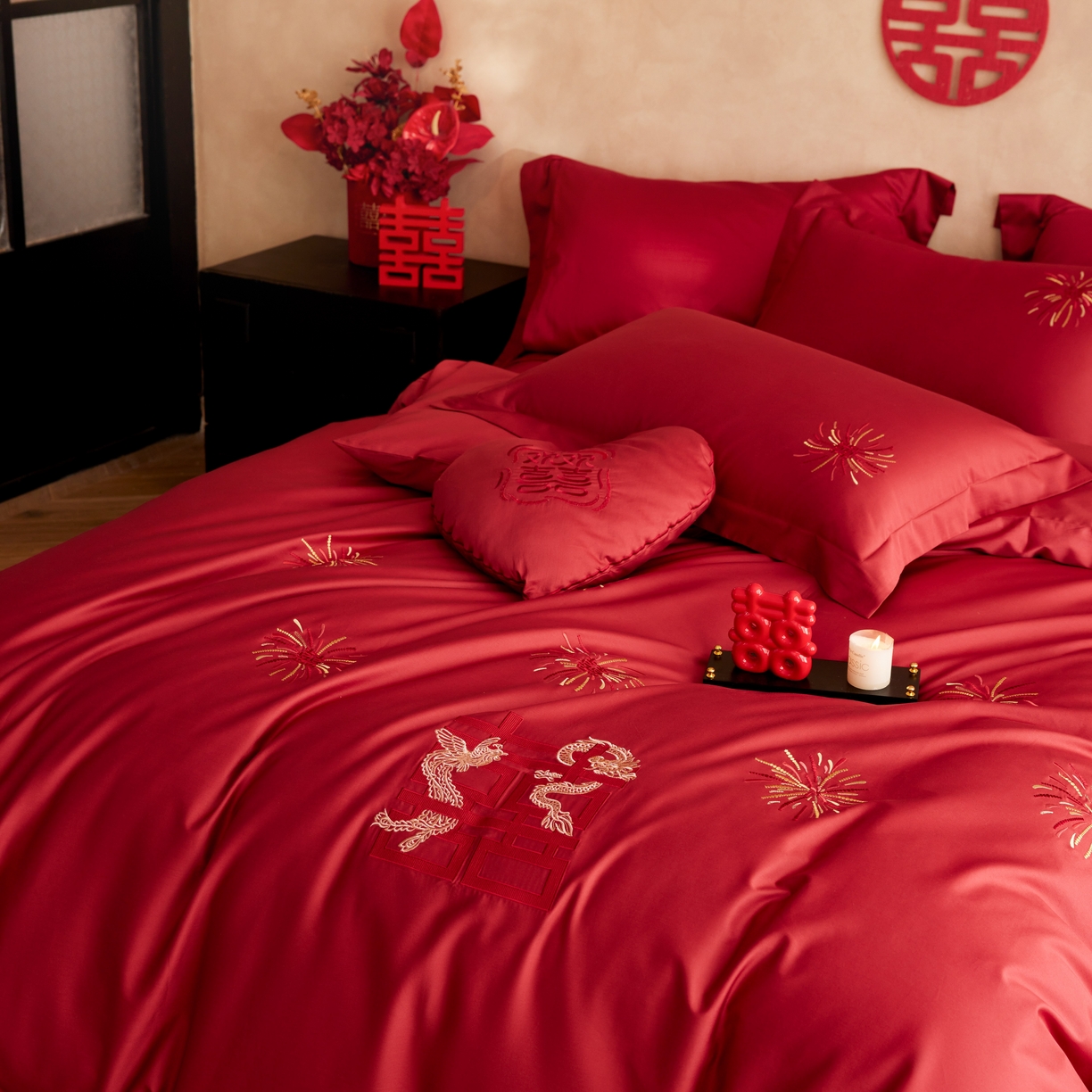 91家纺网 家纺一手货源 找家纺 （总）风向标家纺 2025新款100s全棉纯棉婚庆四件套 定制款不退不换