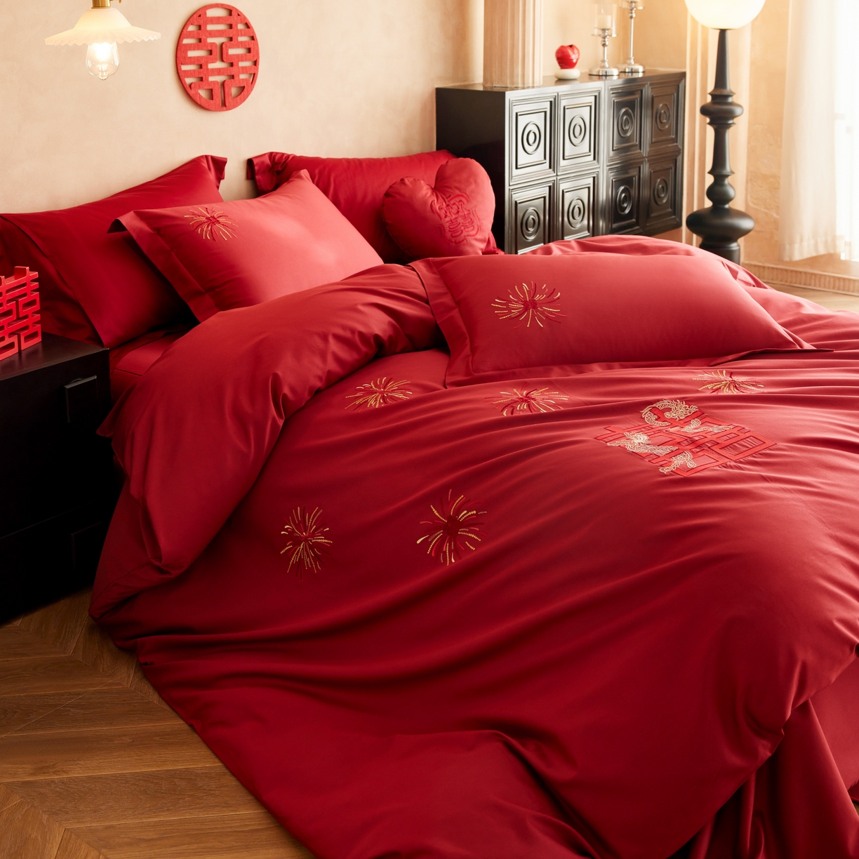 91家纺网 家纺一手货源 找家纺 （总）风向标家纺 2025新款100s全棉纯棉婚庆四件套 定制款不退不换