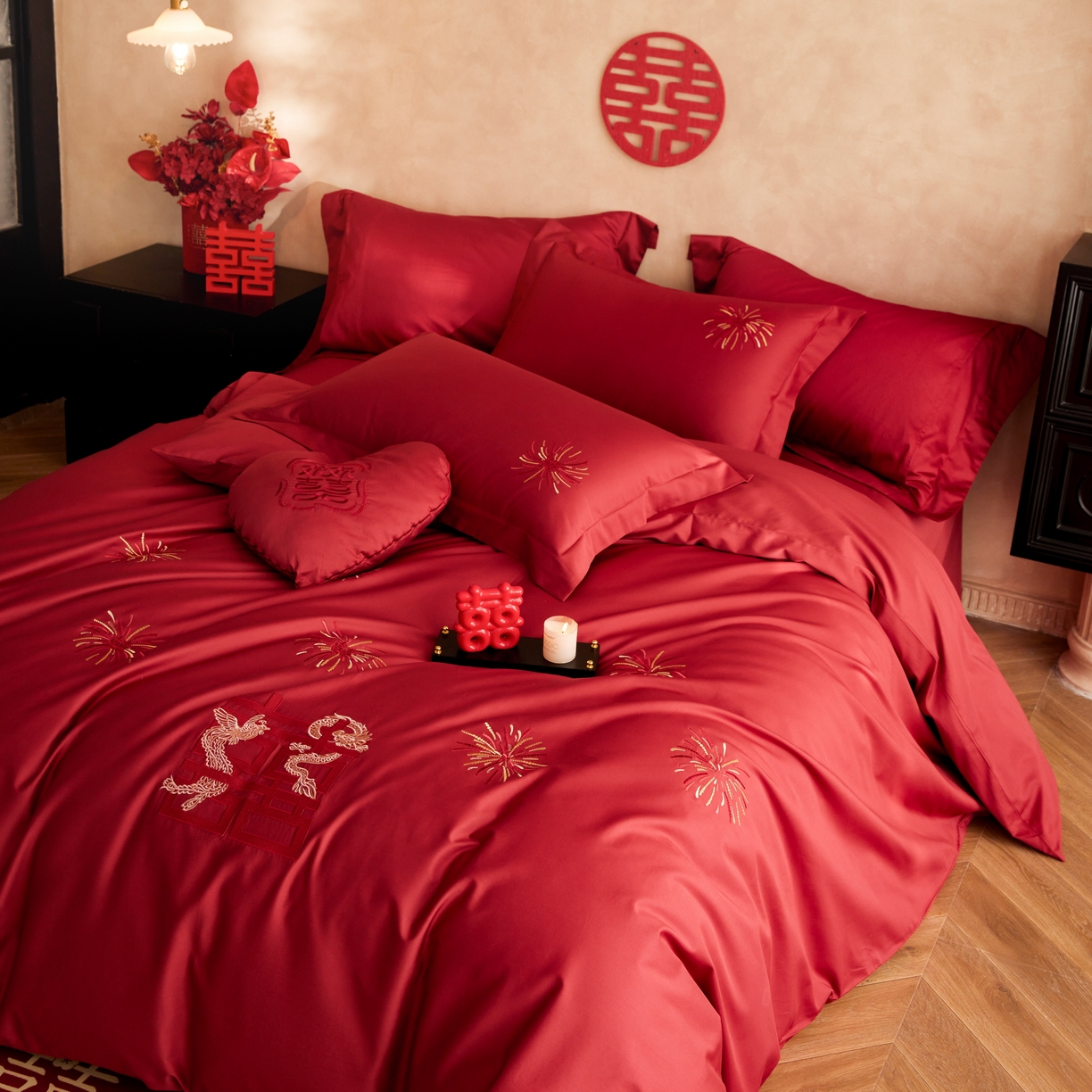 91家纺网 家纺一手货源 找家纺 （总）风向标家纺 2025新款100s全棉纯棉婚庆四件套 定制款不退不换