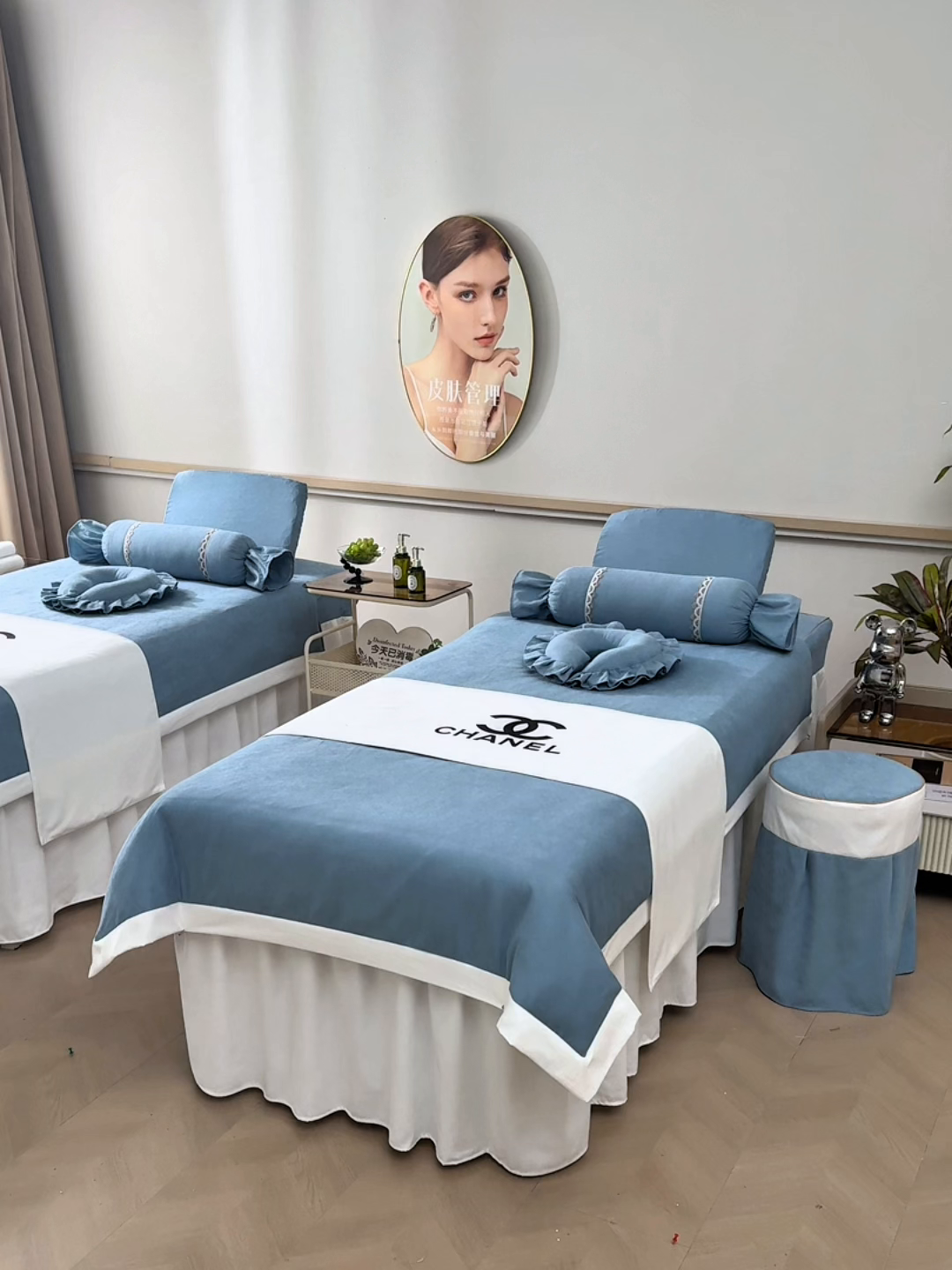 91家纺网 家纺一手货源 找家纺 莉人坊美容床罩批发 2025新款亲肤舒适汉锦棉美容床罩系列美容床罩-丽源 丽源-湖蓝