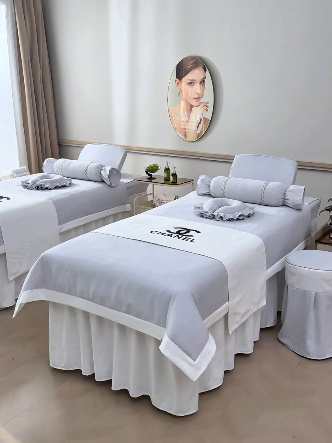 91家纺网 家纺一手货源 找家纺 莉人坊美容床罩批发 2025新款亲肤舒适汉锦棉美容床罩系列美容床罩-丽源 丽源-浅灰
