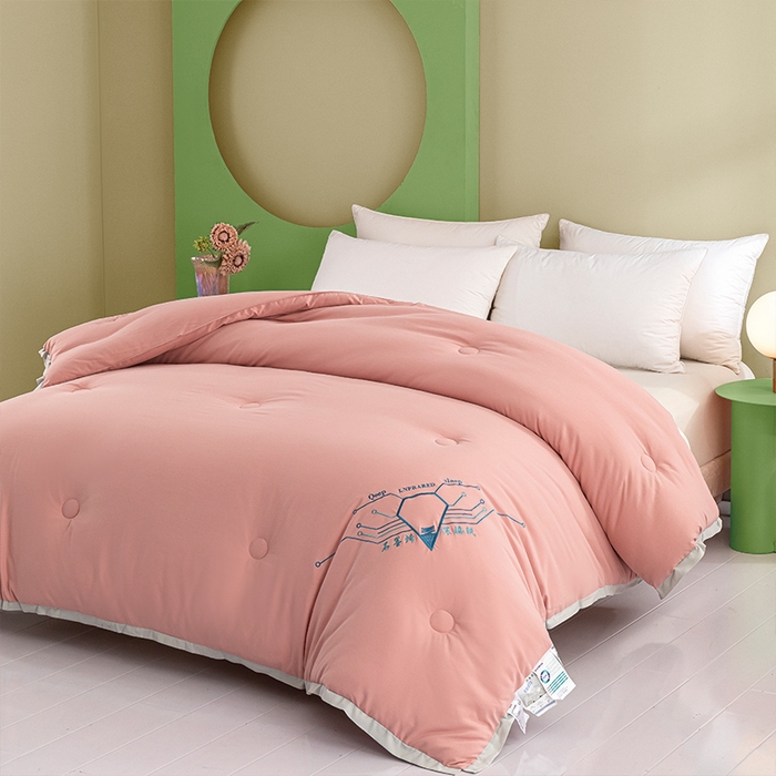 91家纺网 家纺一手货源 找家纺 美丽折家纺 2025石墨烯自发热小黑被芯冬被子 石墨烯-粉色