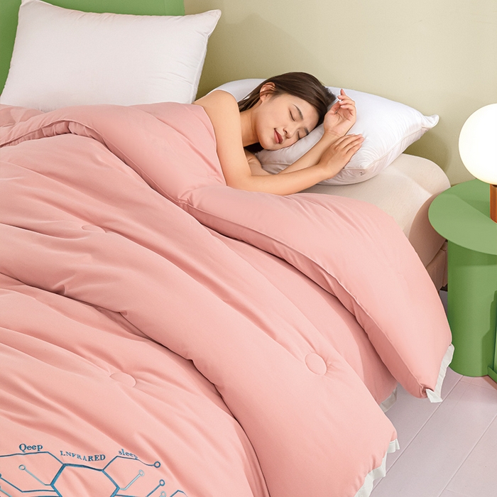 91家纺网 家纺一手货源 找家纺 美丽折家纺 2025石墨烯自发热小黑被芯冬被子 石墨烯-粉色