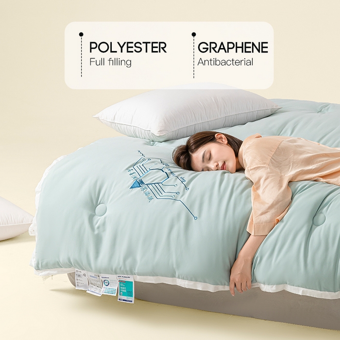 91家纺网 家纺一手货源 找家纺 美丽折家纺 2025石墨烯自发热小黑被芯冬被子 石墨烯-绿色