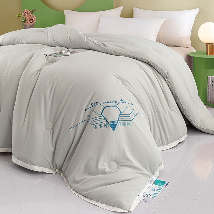91家纺网 家纺一手货源 找家纺 美丽折家纺 2025石墨烯自发热小黑被芯冬被子 石墨烯-灰色