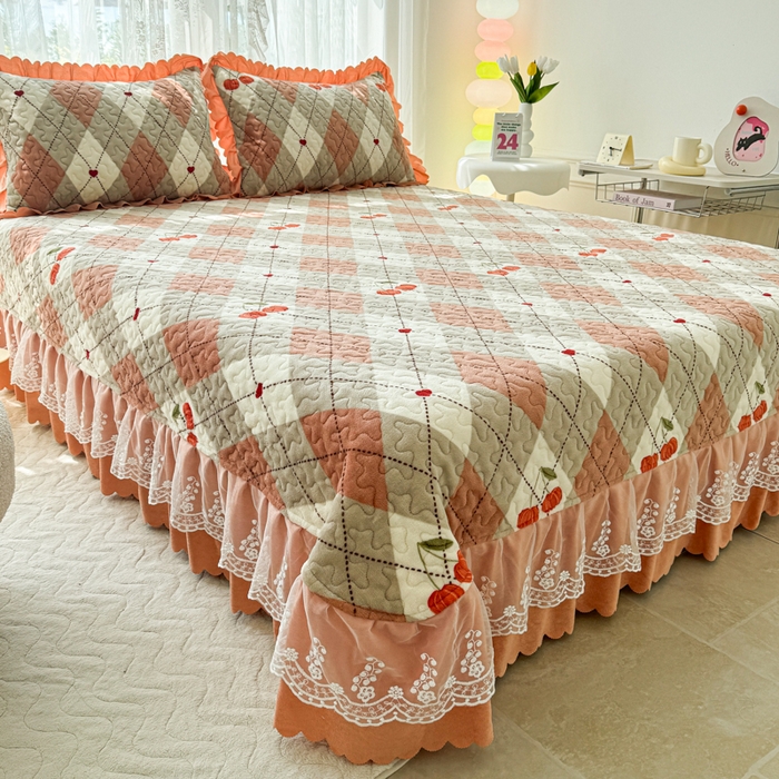 91家纺网 家纺一手货源 找家纺 浩浩家纺 2025新款舒适花边牛奶绒床盖四件套 线条