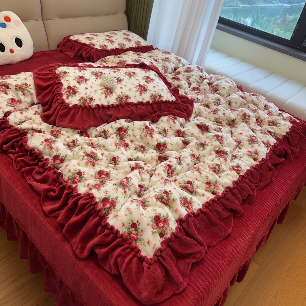 91家纺网 家纺一手货源 找家纺 （总）赫梵茜 2025新款高温砂洗全棉床盖单品床盖床盖单件床盖三件套【填充含可水洗棉花】