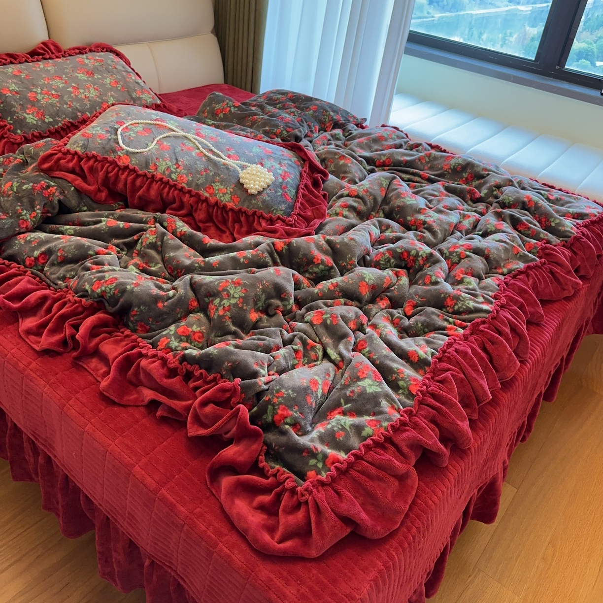 赫梵茜 2025新款韩式花边定制款床盖四件套定制款 定制款花妖