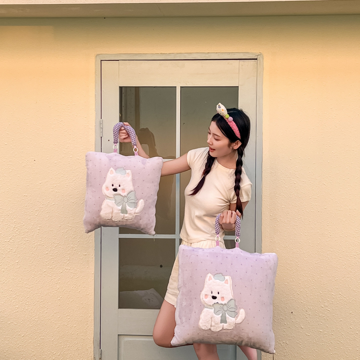 91家纺网 家纺一手货源 找家纺 （总）番茄+ 2025新款牛奶绒贴布绣西高地抱枕被