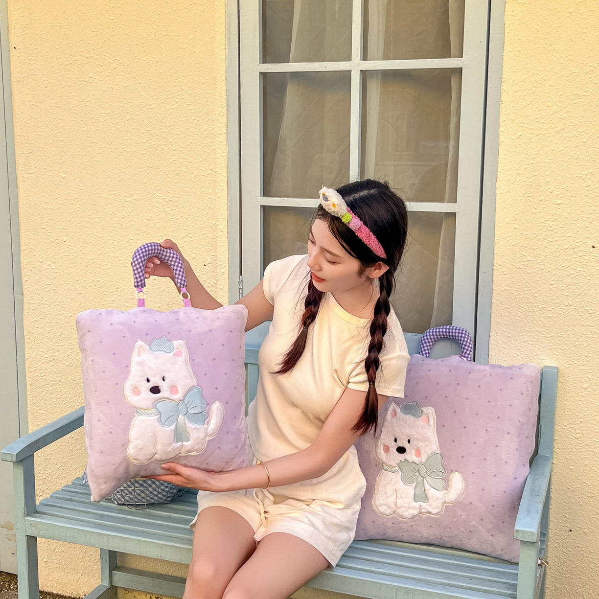 91家纺网 家纺一手货源 找家纺 （总）番茄+ 2025新款牛奶绒贴布绣西高地抱枕被