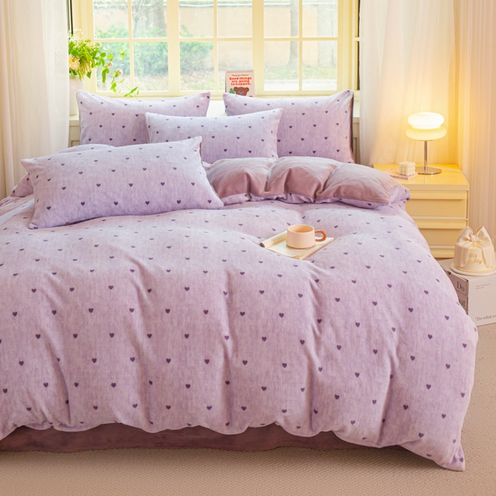 91家纺网 家纺一手货源 找家纺 （总）斯卡诺家纺 2025新款热卖小清新牛奶绒四件套双面绒被套小红书同款