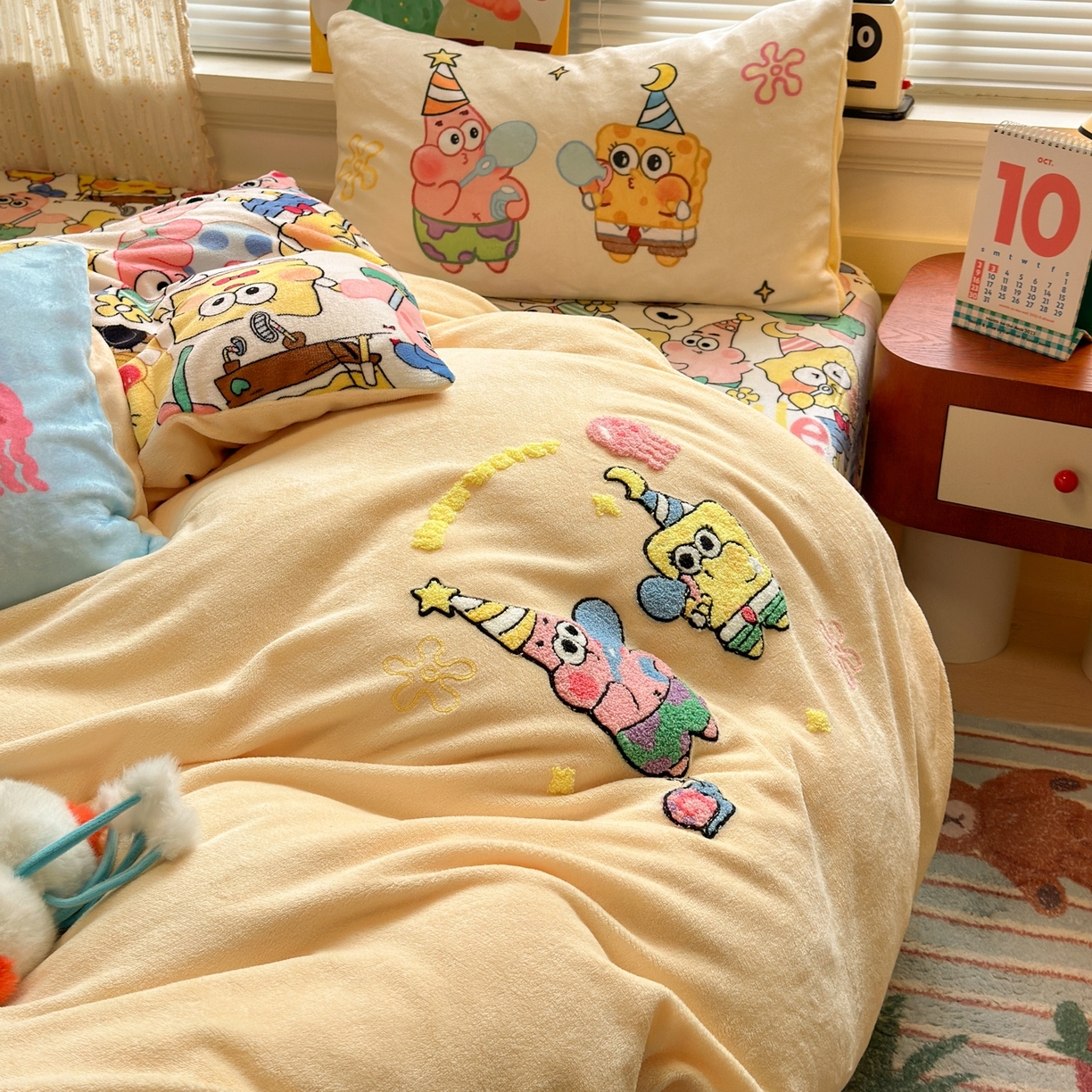 91家纺网 家纺一手货源 找家纺 （总）乐童家纺 2025新款小清新牛奶绒毛巾绣四件套-第二波