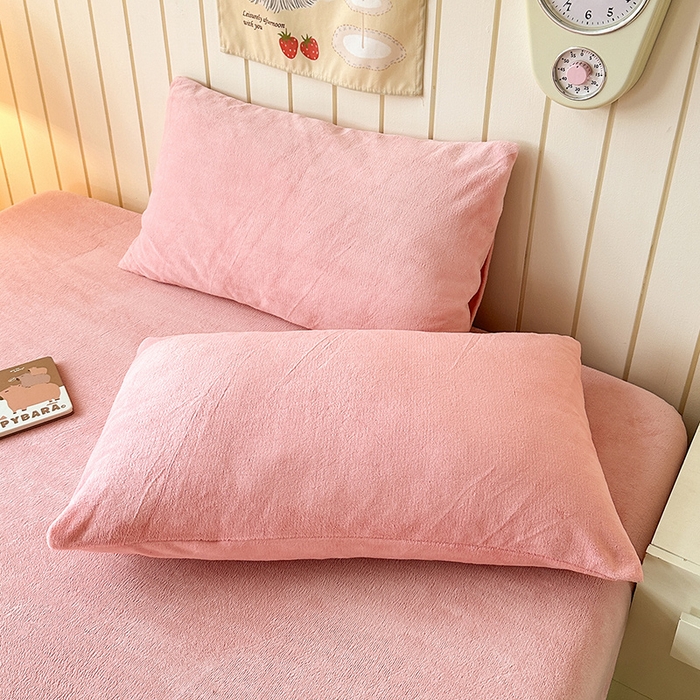 91家纺网 家纺一手货源 找家纺 云尚床笠 2026新款亲肤舒适毛巾绣牛奶绒加厚单床笠单品床笠单件床笠-卡通猫 卡通猫-云柔粉