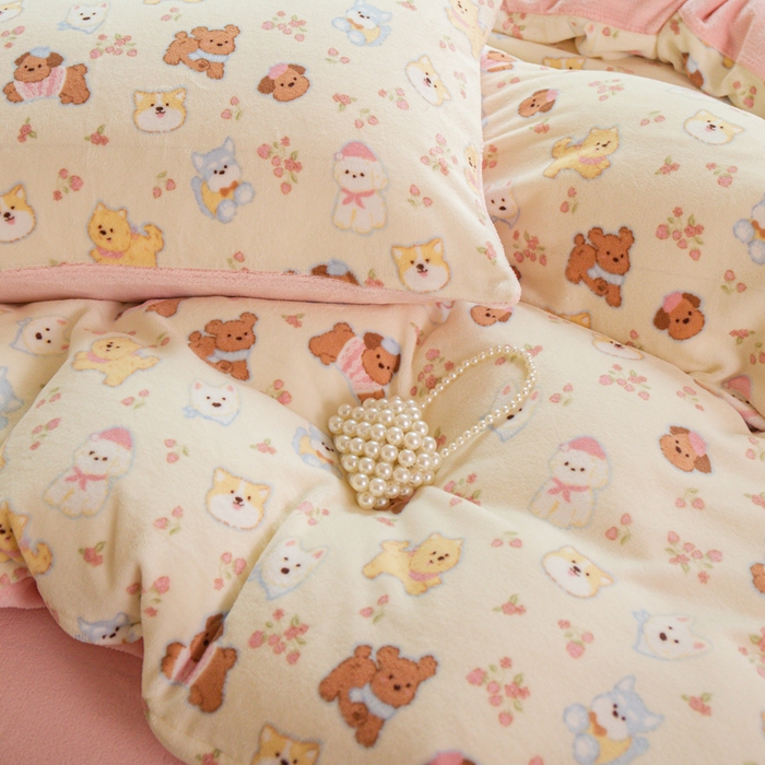 91家纺网 家纺一手货源 找家纺 斯卡诺家纺 2025新款热卖小清新牛奶绒四件套双面绒被套小红书同款 高西地