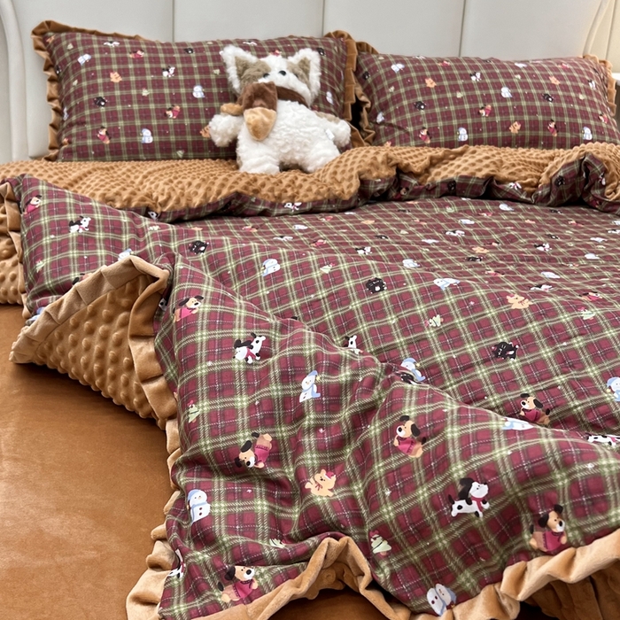 91家纺网 家纺一手货源 找家纺 荣轩家居 2025新款秋冬必备新品棉加绒宝宝绒工艺款四件套（铺床版） 玛奇朵