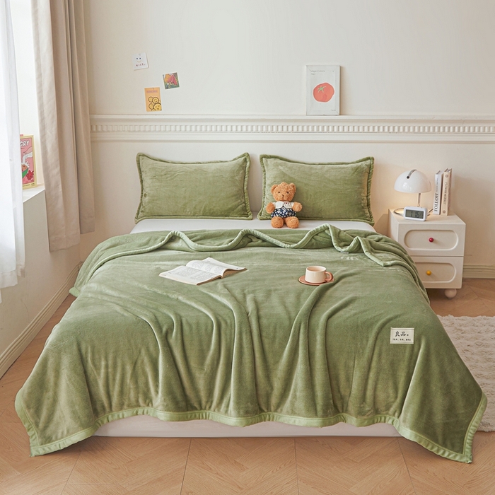 雅萱家纺 2024新款良品系列牛奶绒多功能毛毯盖毯 良品-抹茶绿