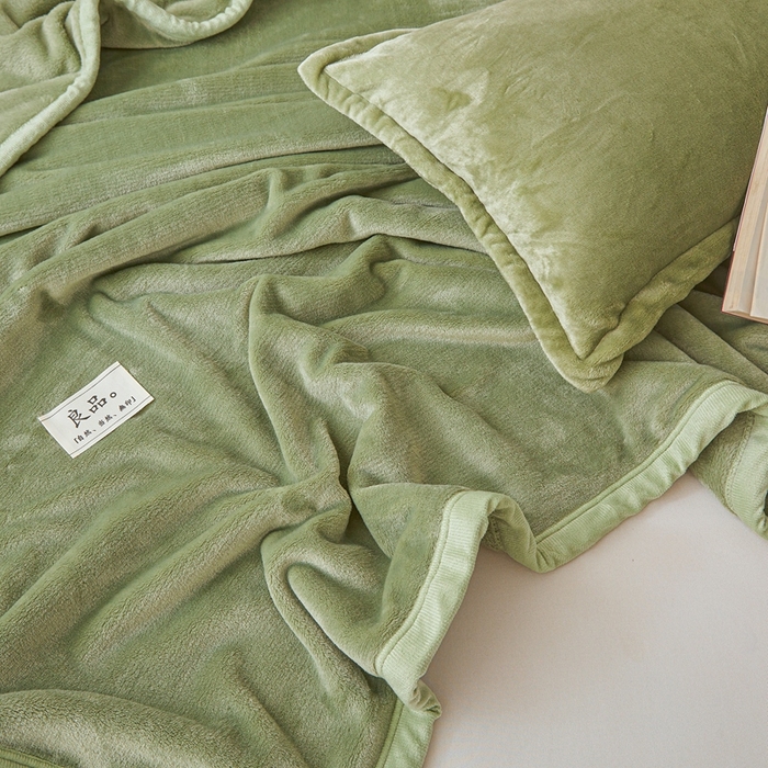 91家纺网 家纺一手货源 找家纺 雅萱家纺 2024新款良品系列牛奶绒多功能毛毯盖毯 良品-抹茶绿