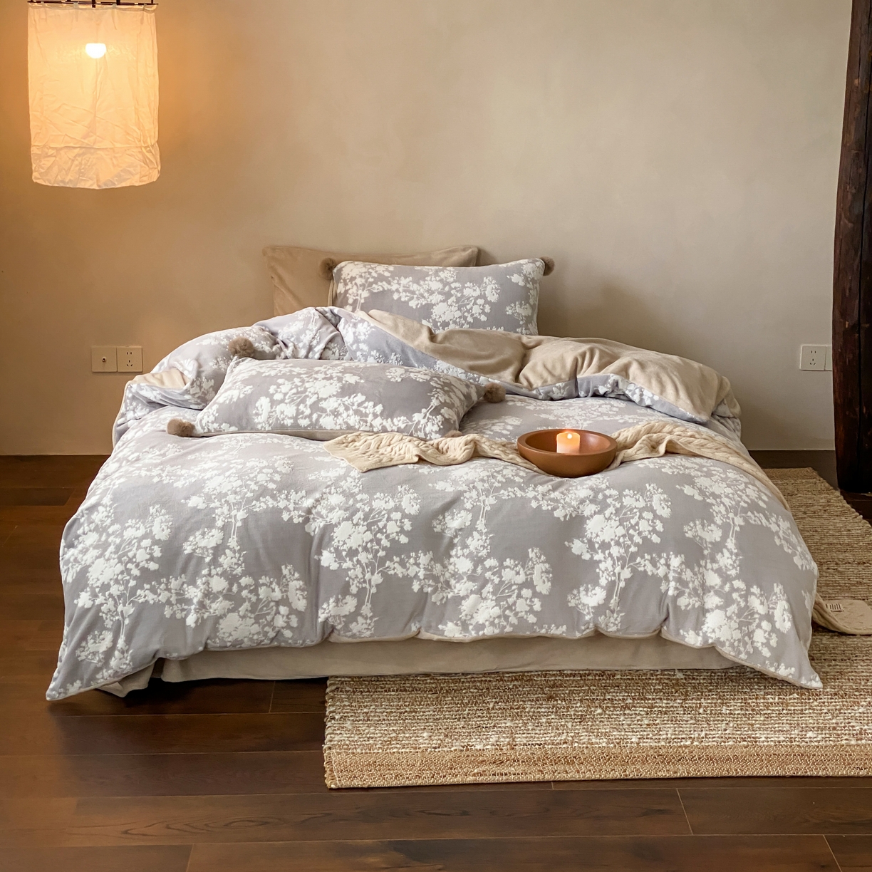 91家纺网 家纺一手货源 找家纺 玉宇阁家居 2025新款双色提花雕花牛奶绒四件套 毛球款星星落秋 星星落秋-琥珀卷