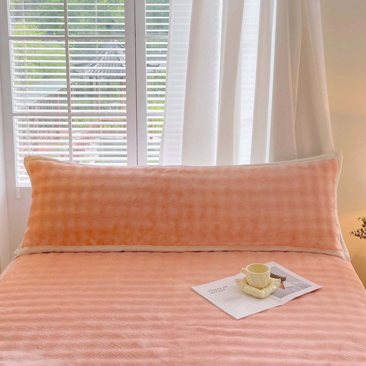 91家纺网 家纺一手货源 找家纺 雨彤家纺 2025新款泡泡牛奶绒长枕巾 牛奶绒枕巾-樱花粉 50*155cm（适合1.5米枕头）