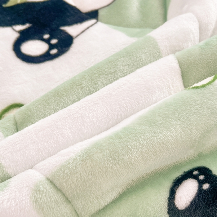 91家纺网 家纺一手货源 找家纺 雅萱家纺 2024新款AB版牛奶贝贝绒多功能三层毯 三层毯-熊猫乐园绿色