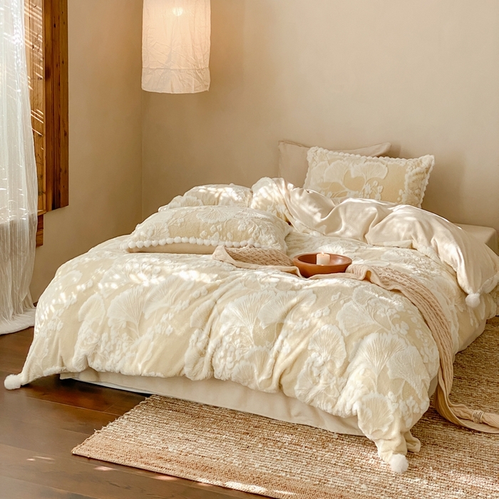 91家纺网 家纺一手货源 找家纺 玉宇阁家居 2025新款亲肤舒适兔毛雕花绒提花雕花牛奶绒四件套-雪国来信 控价：238/318/338/328/328/338（券后控价） 雪国来信-苏黎白茶