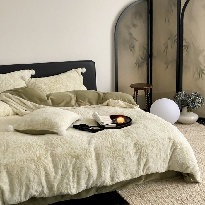 91家纺网 家纺一手货源 找家纺 玉宇阁家居 2025新款亲肤舒适兔毛雕花绒提花雕花牛奶绒四件套-浮雕的纹理 控价：228/305/315/315/315/335（券后控价） 浮雕的纹理-橡木苔绿