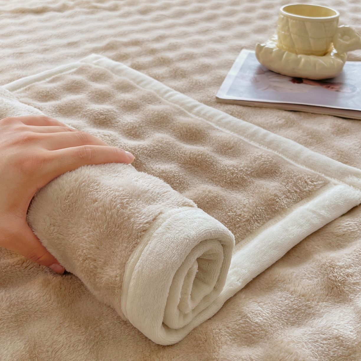 91家纺网 家纺一手货源 找家纺 （总）雨彤家纺 2025新款泡泡牛奶绒单人枕巾