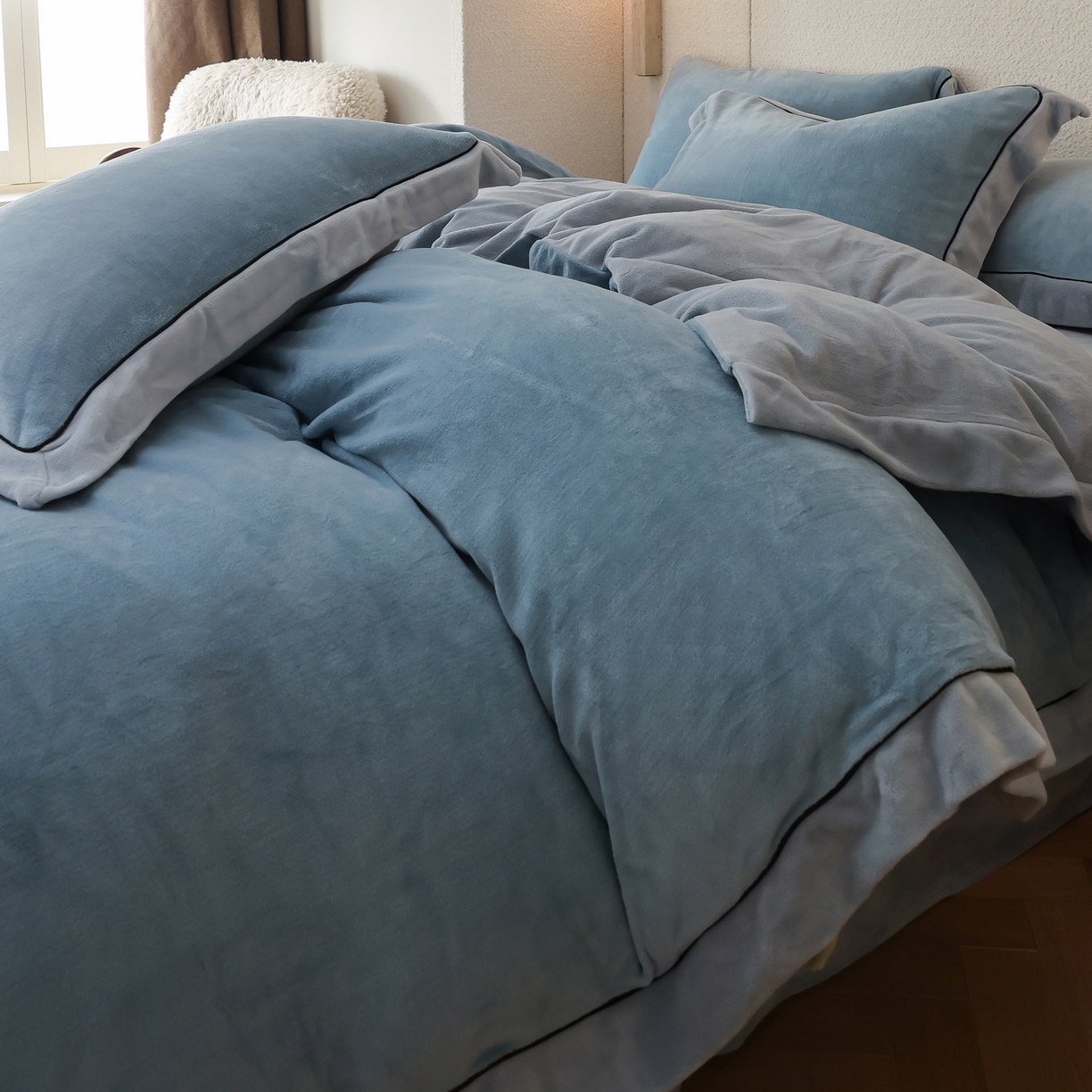 91家纺网 家纺一手货源 找家纺 （总）万盛家纺 2025新款牛奶绒宽边黑麻绳四件套最新图