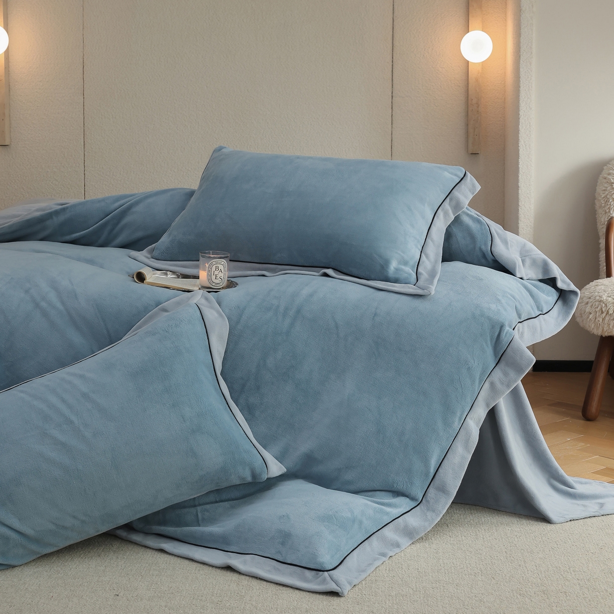 91家纺网 家纺一手货源 找家纺 （总）万盛家纺 2025新款牛奶绒宽边黑麻绳四件套最新图