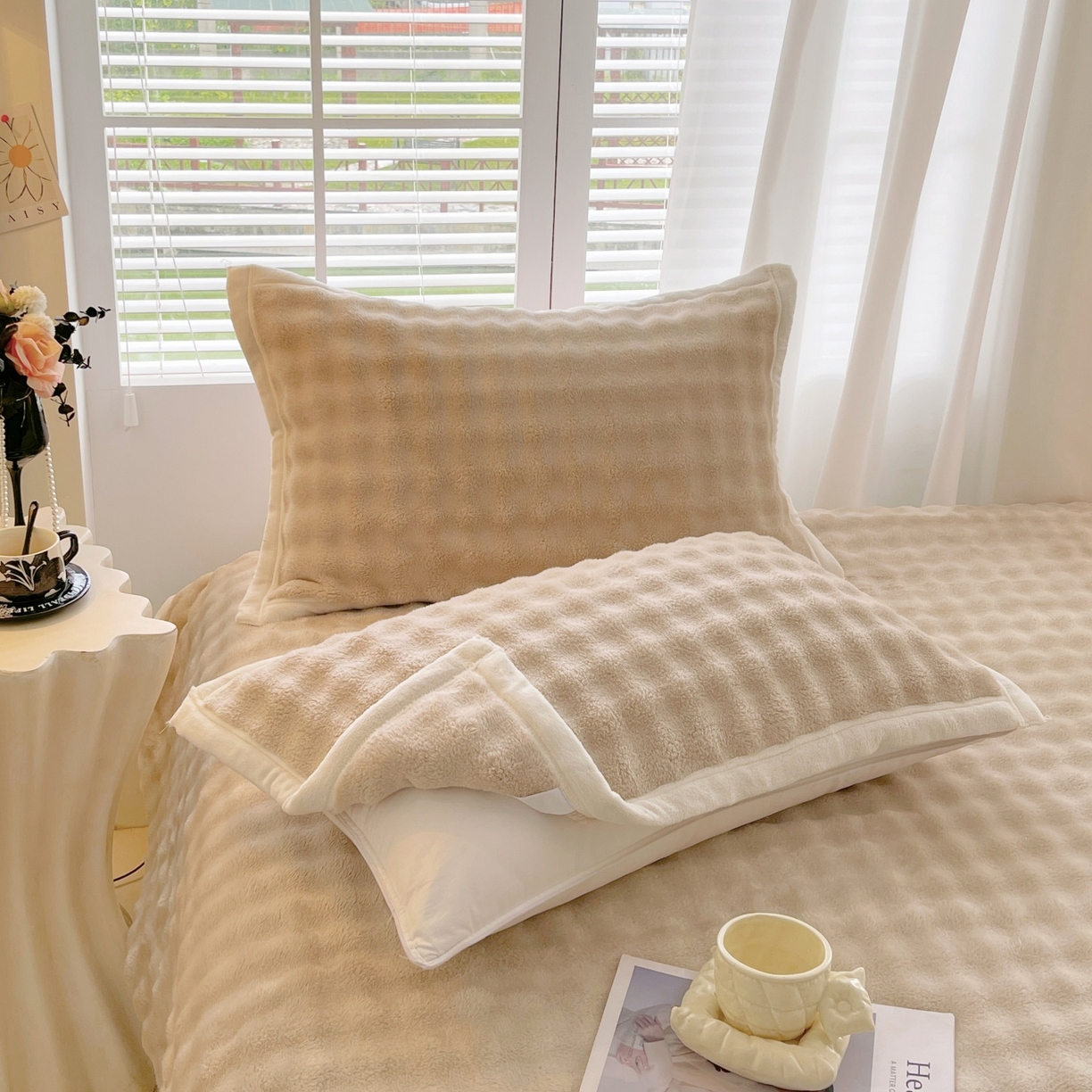 91家纺网 家纺一手货源 找家纺 （总）雨彤家纺 2025新款泡泡牛奶绒单人枕巾