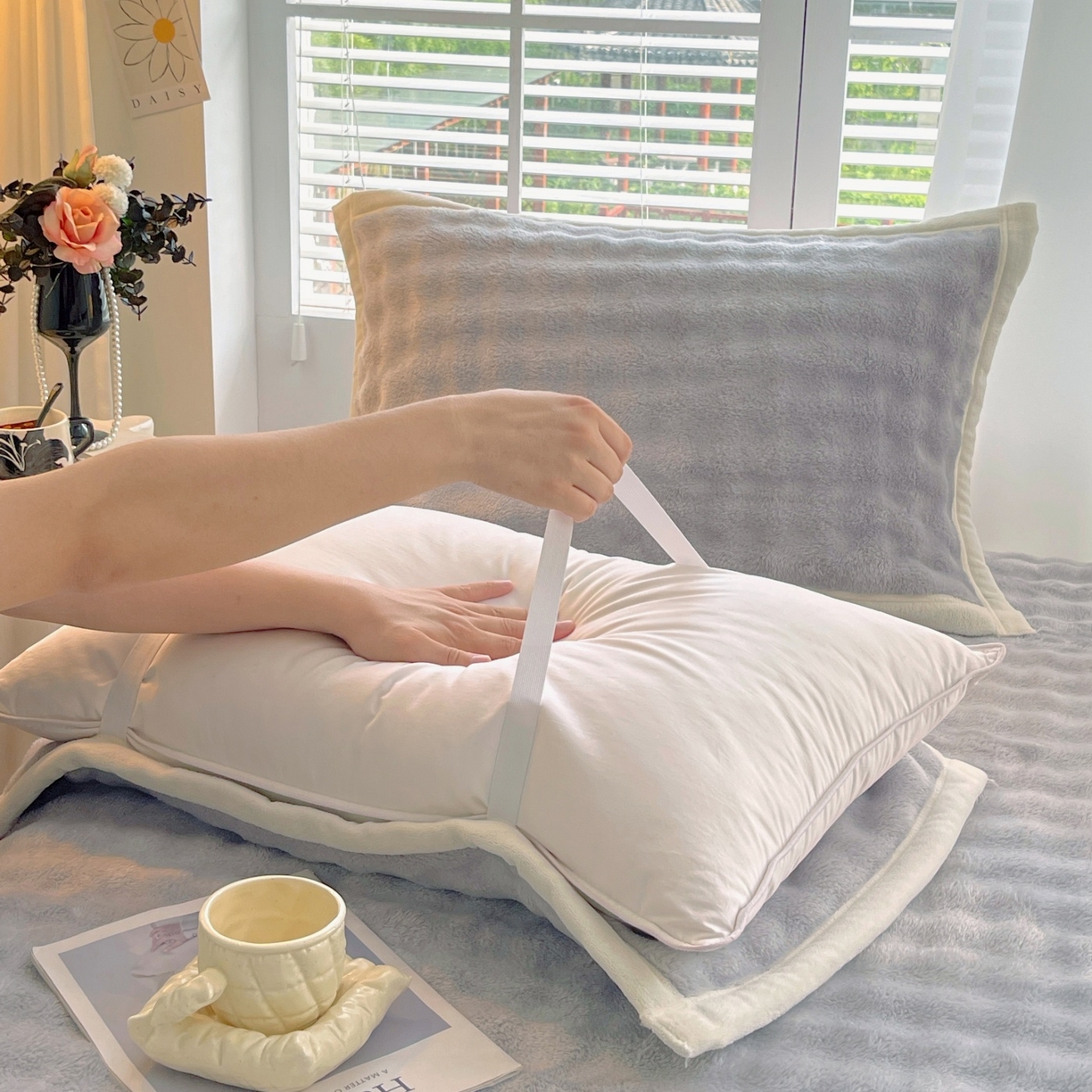 91家纺网 家纺一手货源 找家纺 雨彤家纺 2025新款泡泡牛奶绒单人枕巾 牛奶绒枕巾-绅士灰 50*185cm（适合1.8米枕头）