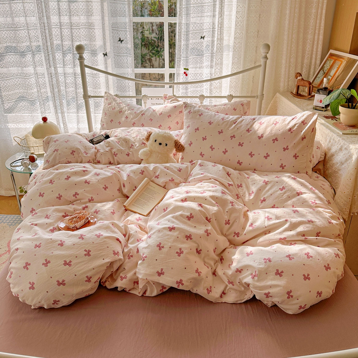 91家纺网 家纺一手货源 找家纺 （总）暖芯优选 2025新款加厚爆款小布袋韩国古法水洗棉床单学生三件套床笠款四件套